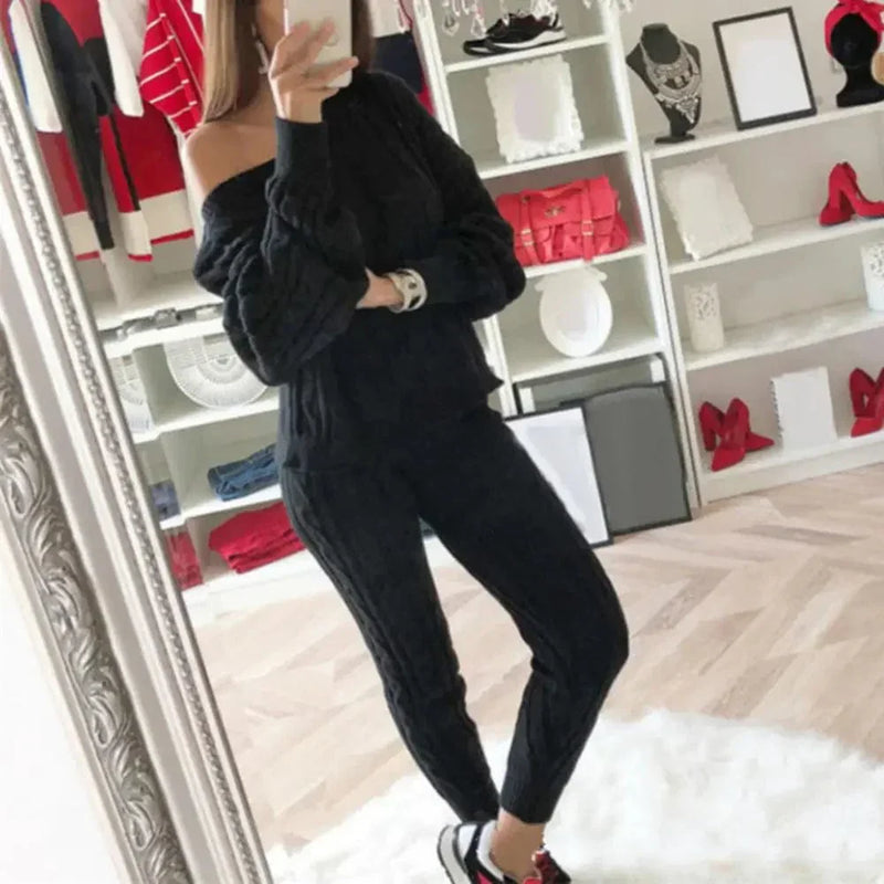 LM | MW -Women's 2-piece long knit suit with thick sweater