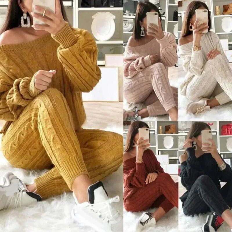 LM | MW -Women's 2-piece long knit suit with thick sweater