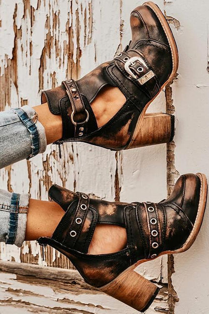 LM | Rustic ankle boot with block heels