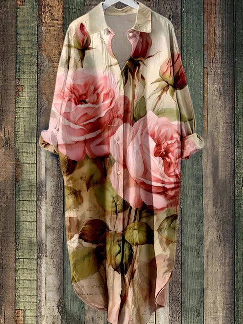 LM | Buttoned midi dress with floral print