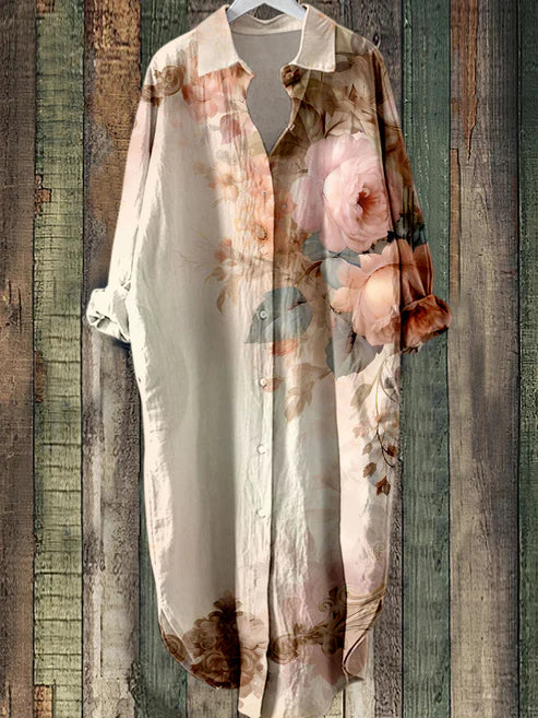 LM | Buttoned midi dress with floral print