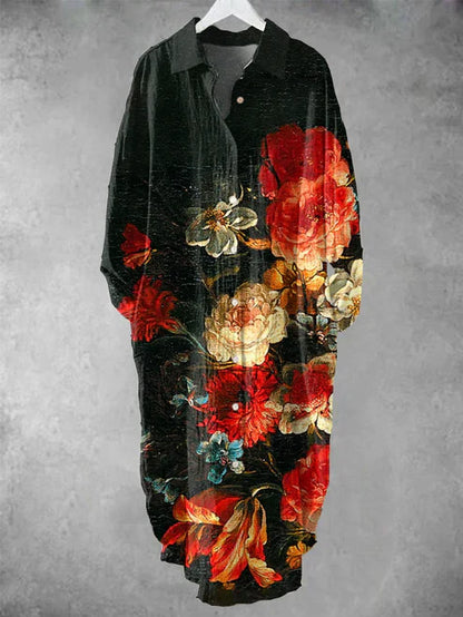 LM | Buttoned midi dress with floral print