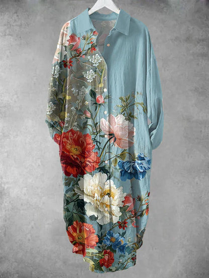 LM | Buttoned midi dress with floral print