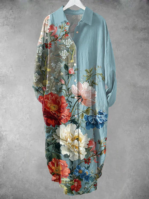 LM | Buttoned midi dress with floral print