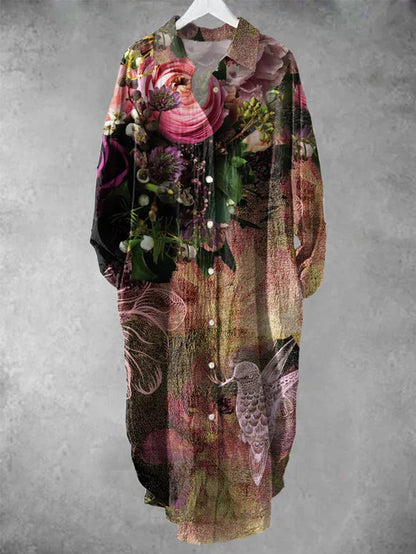 LM | Buttoned midi dress with floral print