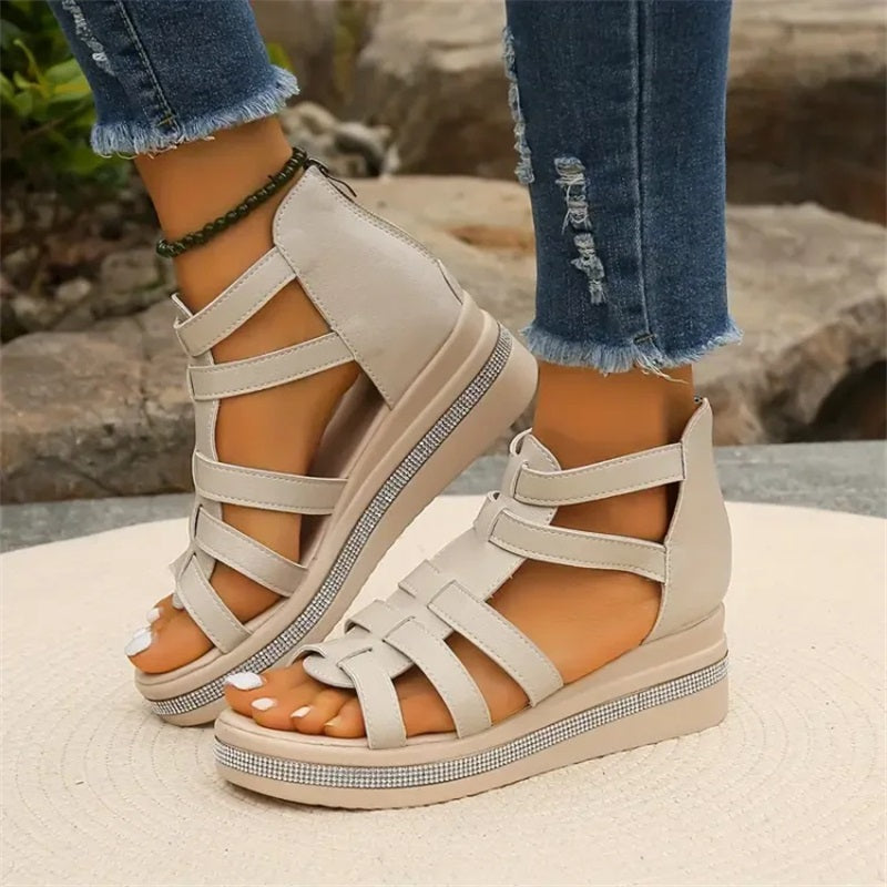 LM | Wedge sandals with rhinestones