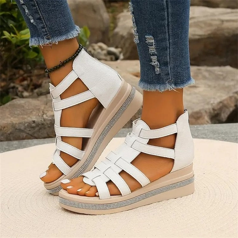 LM | Wedge sandals with rhinestones