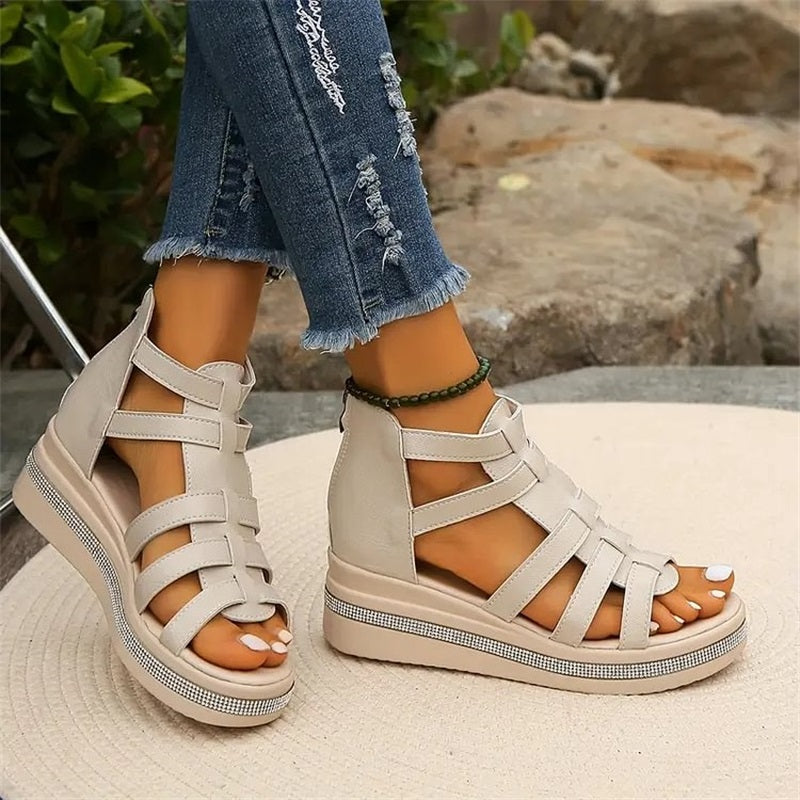 LM | Wedge sandals with rhinestones