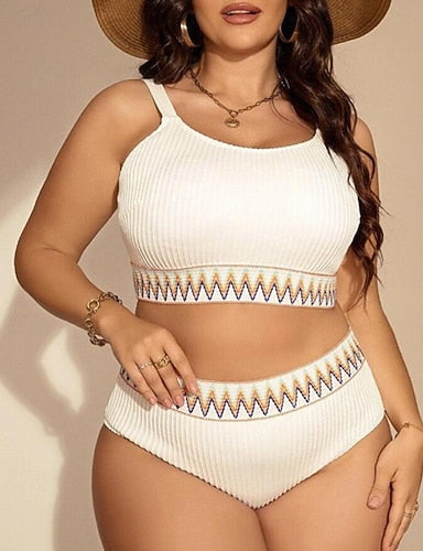 Standard Surfing Tankinis & Bikinis Bathing Top 2 Pieces Geometric Open Back Uv Protection Elastic Sleeveless Swimwear Surfing Diving Swimming Summer