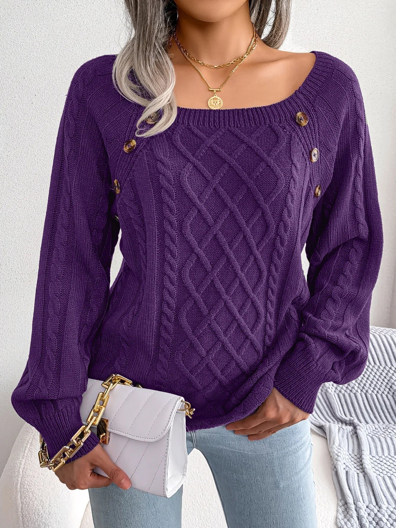 LM | MW - Stylish cable knit sweater