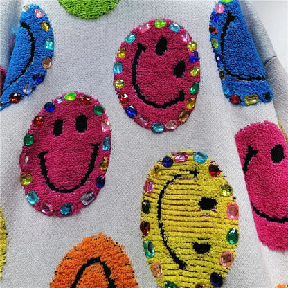 LM | Knitted sweater with cartoon embroidery, fashionable sweater