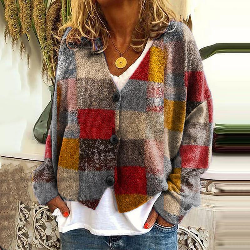 LM | Printed cardigan with button placket