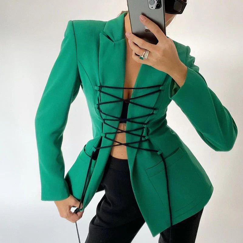 LM | lace blazer sleeve pockets thin jacket